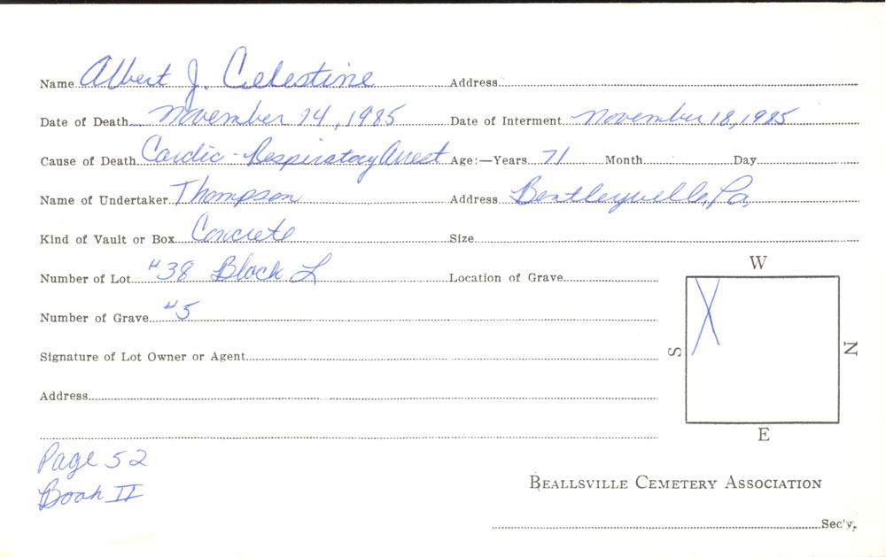 burial card